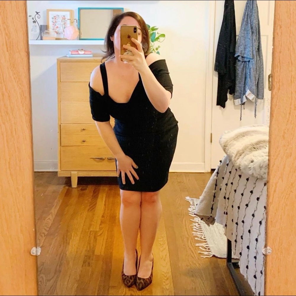 Blvd body-con, off the shoulder mini dress